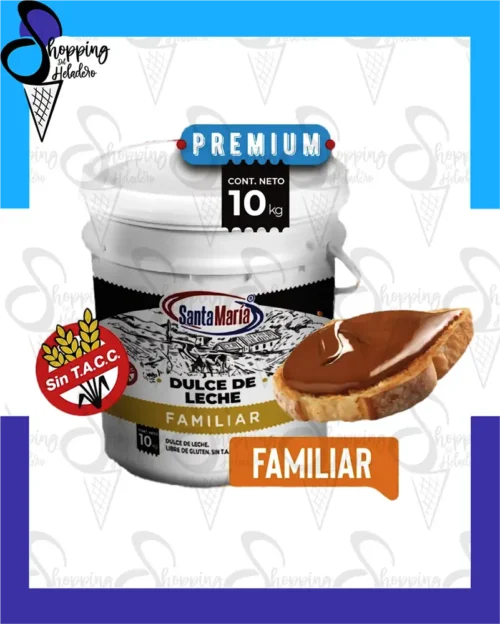 Dulce de Leche Familiar Santa María x 10kg sin T.A.C.C., libre de gluten, rico y consistente, ideal para untar en Zona Sur, Provincia de Buenos Aires, Argentina