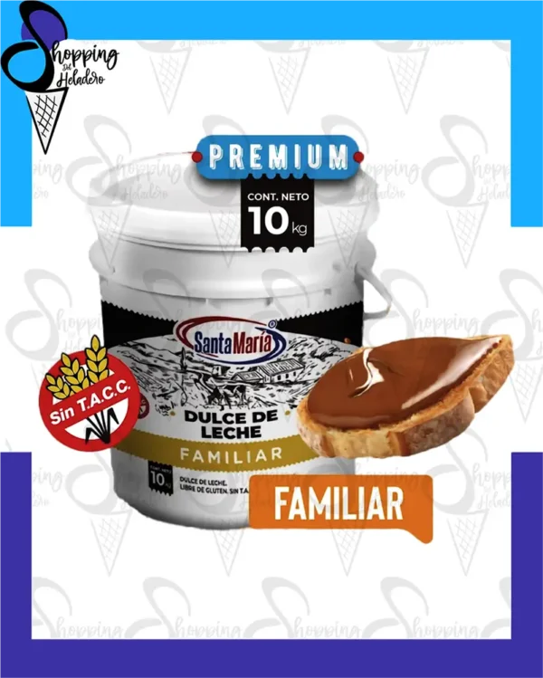 Dulce de Leche Familiar Santa María x 10kg sin T.A.C.C., libre de gluten, rico y consistente, ideal para untar en Zona Sur, Provincia de Buenos Aires, Argentina