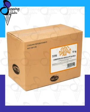 Caja de cobertura blanca Águila 10KG especial para helados, distribuida por Arcor en Zona Sur Argentina
