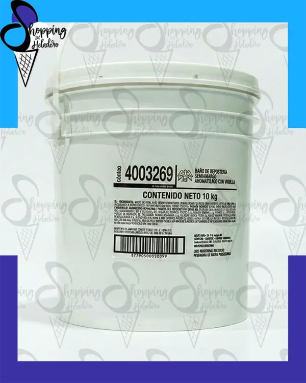 Baño semiamargo para heladerías Aguila en balde de 10 kg. Insumo de Shopping del Heladero en Zona Sur.