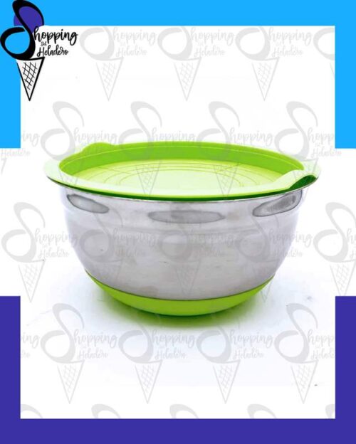 bowl de acero inoxidable Cristal Rock de 1.8 l con base de silicona y tapa, en Shopping del Heladero, Zona Sur.