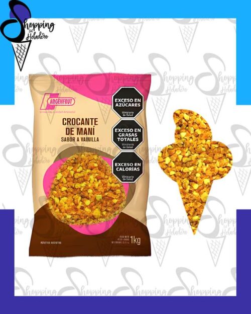 Crocante mani sabor vainilla Argenfrut sin caramelizar para heladerías en Zona Sur, Buenos Aires.