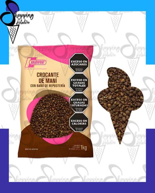 Crocante de mani con chocolate de la marca Argenfrut para heladerías en Zona Sur, Buenos Aires.