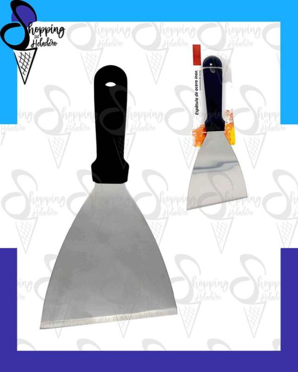 espatula de acero inoxidable con mango de plástico de 24 cm para plancha, de Shopping del Heladero en Zona Sur, Buenos Aires.