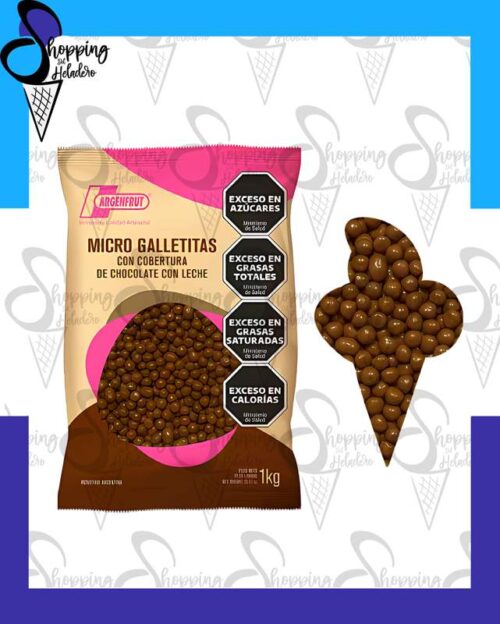 Micro galletitas con chocolate de leche Argenfrut para heladerías en Zona Sur, Buenos Aires.