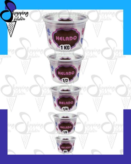 Tacita helado 80cc de plástico para heladerías, un insumo de Shopping del Heladero en Zona Sur, Buenos Aires.