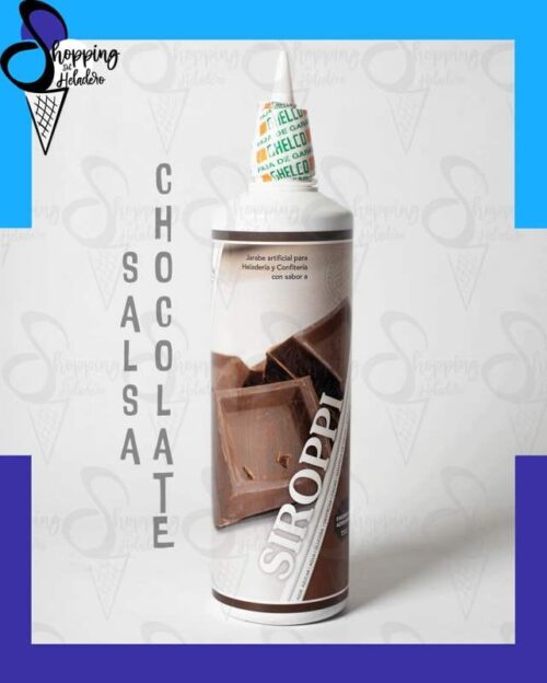 Salsa de Chocolate Ghelco Siroppi para cobertura y decoración de helados en Shopping del Heladero, Zona Sur.