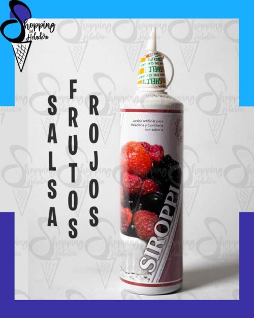 Salsa de Frutos Rojos Ghelco Siroppi para veteado de helados y decoración de postres en Shopping del Heladero, Zona Sur.