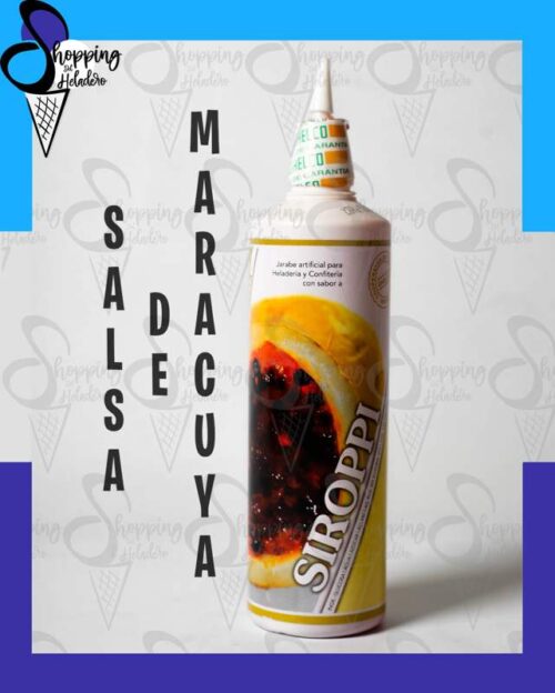 Salsa de Maracuyá Ghelco Siroppi para veteado de helados y toppings de postres en Shopping del Heladero, Zona Sur.