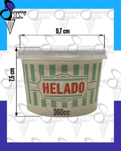 Tacita polipapel 360 blanca lisa o con logo personalizado para heladerías, en Shopping del Heladero, Zona Sur.