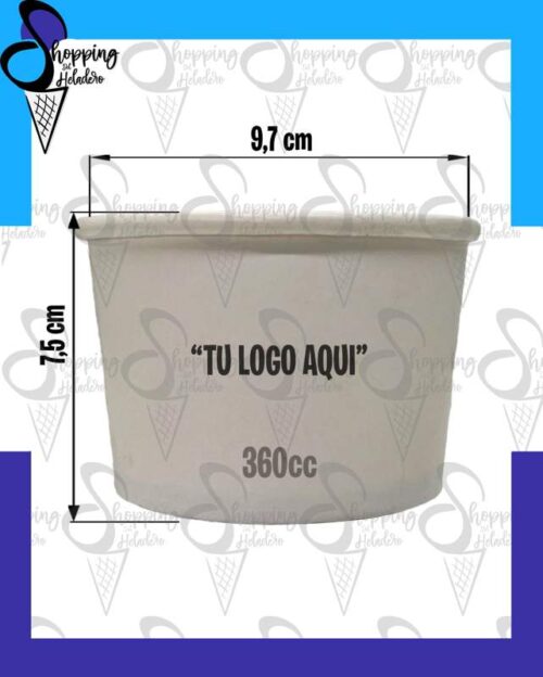 TACITA POLIPAPEL PARA HELADOS 360cc