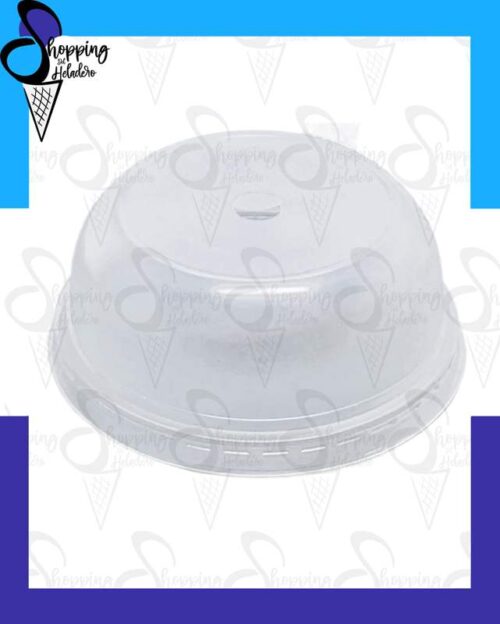 Tapa domo transparente para vasos batidos Milano y Toledo con orificio para cucharitas y sorbetes, en Shopping del Heladero.