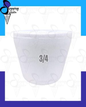 Pote térmico cónico de 3/4 kg para helado con tapa, marca Estisol Isopor, de Shopping del Heladero en Zona Sur.