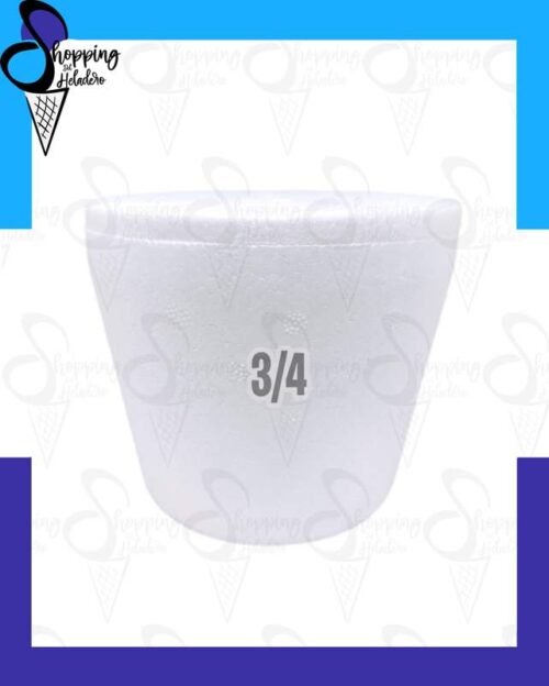 Pote térmico cónico de 3/4 kg para helado con tapa, marca Estisol Isopor, de Shopping del Heladero en Zona Sur.