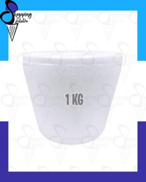 Pote térmico cónico de 1 kg para helado con tapa, marca Estisol Isopor, de Shopping del Heladero en Zona Sur.