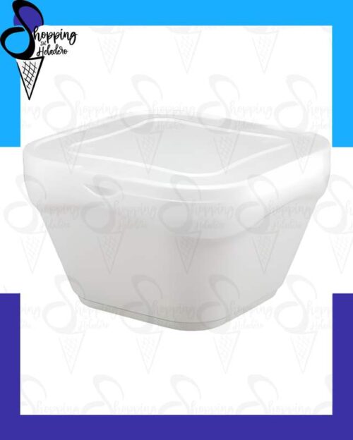 Pote térmico cuadrado de 1/4 a 1 kg para helado con tapa, marca Estisol Isopor, de Shopping del Heladero en Zona Sur.