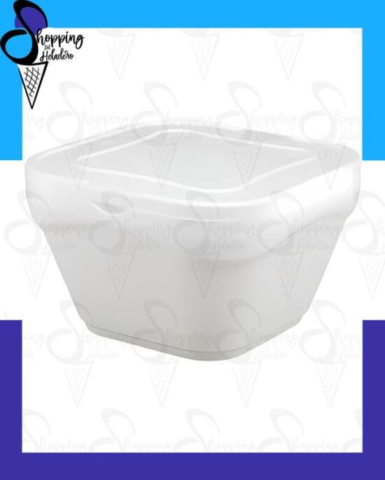 Pote térmico cuadrado de 1/4 kg para helado con tapa, marca Estisol Isopor, de Shopping del Heladero en Zona Sur.