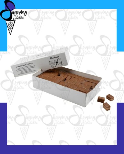 Marroc Felfort en caja de 1kg, el clásico bocado de praliné disponible en Shopping del Heladero, Zona Sur, Buenos Aires.