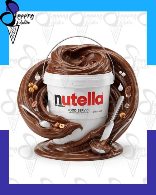Nutella en balde por 3kg de Ferrero para heladerías, disponible en Shopping del Heladero, Zona Sur, Buenos Aires.