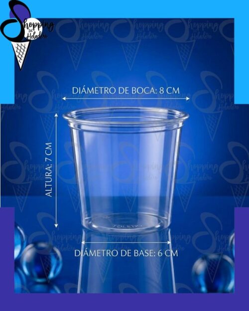 Vaso mini toledo Plastivas de 270cc para postres y heladerías en Zona Sur, Buenos Aires.