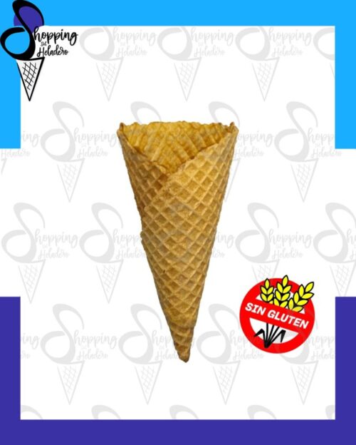 Cucuruchon gluten free crocante para helado, un insumo apto para celíacos en Shopping del Heladero, Zona Sur, Buenos Aires.