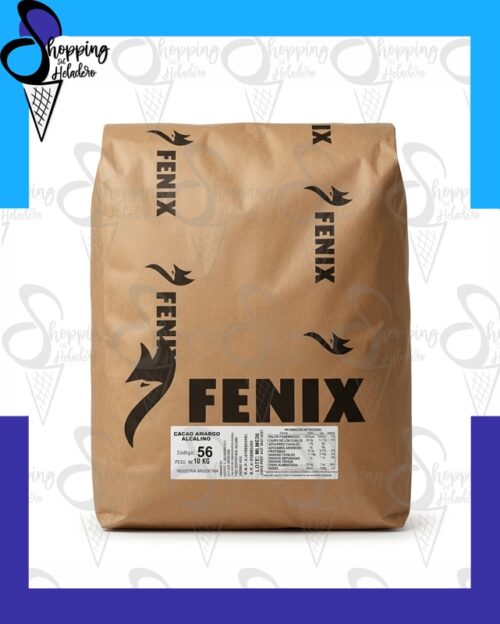 Cacao fénix 56 alcalino con tenor graso de 10 a 12 por ciento para heladerías, en Shopping del Heladero, Zona Sur.