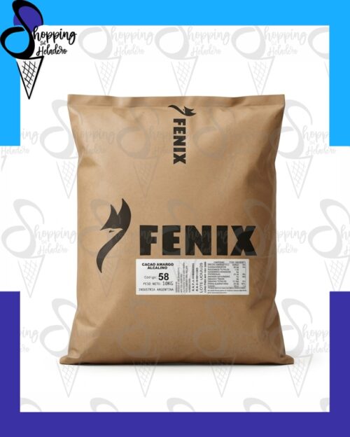 Cacao fenix 58 alcalino con mayor tenor graso de 21/22 por ciento en polvo para heladerías de Zona Sur.