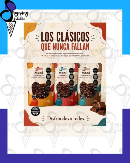 Mani bañado sin tacc de Argenfrut, snack para todos los momentos en Zona Sur, Buenos Aires, Argentina.