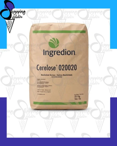 cerelose 020020 dextrosa monohidratada Ingredion en saco de 25 kg para helados, disponible en Shopping del Heladero, Zona Sur.