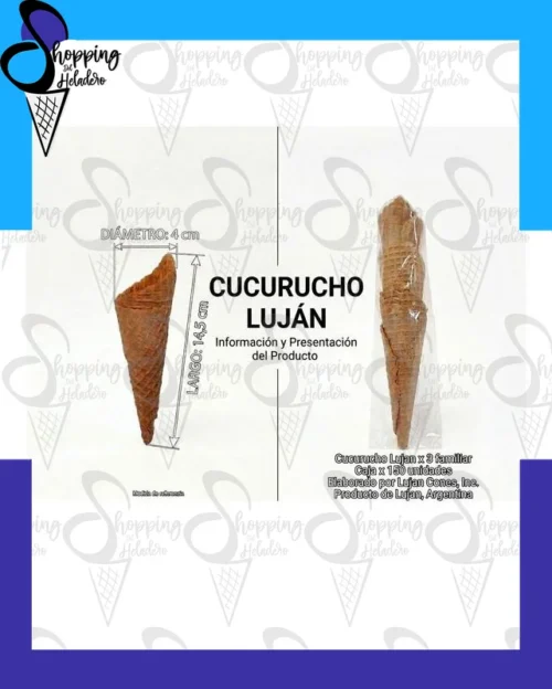 cucurucho lujan familiar chico envolsado x 3 caja x 150 unidades cucurucho lujan familiar chico envolsado x 3, caja x 150 unidades para helado, Shopping del Heladero, Buenos Aires.